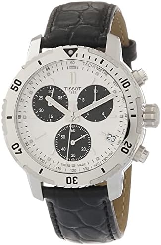 Tissot Relógio masculino PRS 200 de quartzo suíço, preto, couro